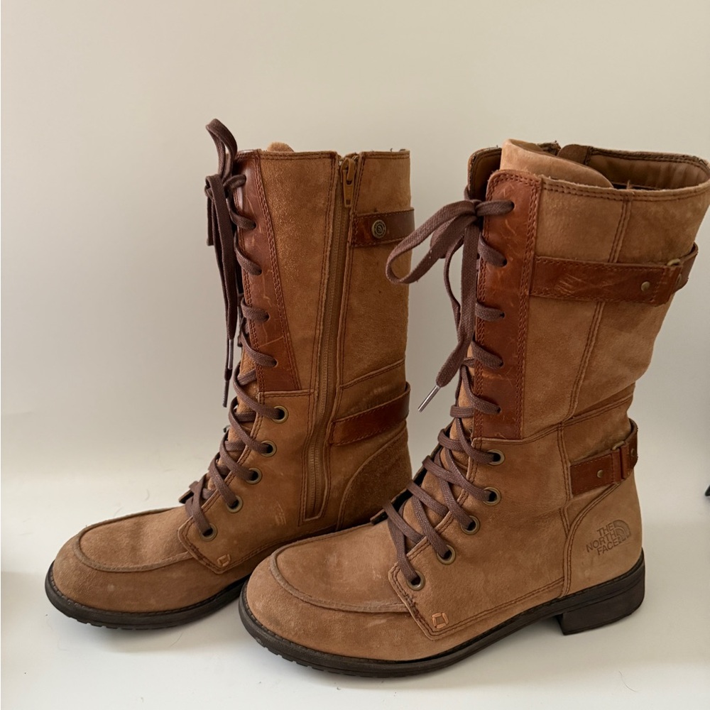 North Face Brown Bridgerton Suede Boots with Side Zipper